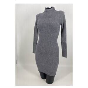 Princess Polly Long-Sleeve Gray Ribbed Knit Mini Sweater Dress Size Medium 2688